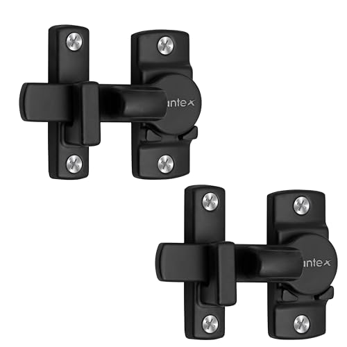 Image of Plantex 180 Degree Door Latch Lock /Flip Latch Lock for Door /Chitkani /Lock Latch for Main Door /Baby Latch for Bathroom /Bedroom /Balcony /Door Stopper - Pack of 2 (Black)