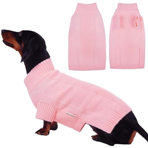 IECOii Dog Sweater for Medium Dogs Girl, Warm Knitted Dog Sweatshirt Cozy Puppy Pullover for Fall Winter, Christmas Holiday & Daily Wear, Machine Washable, French Bulldog Sweaters, Green, L