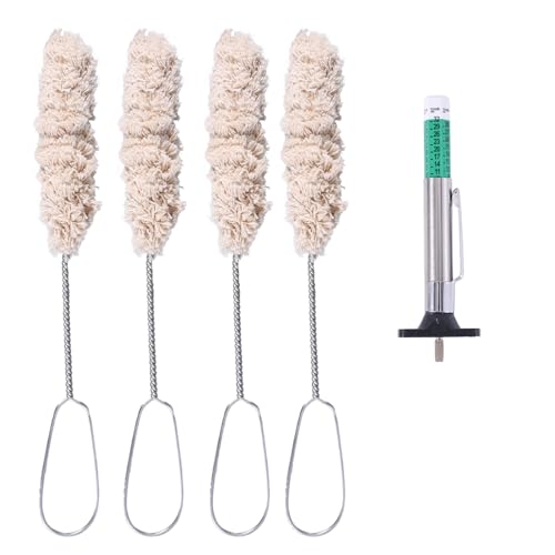 Image of BOXOB 4 Pack Tire Lubricant Brush Applicator Swab Set, 12.5in Extra Long Handle Lubricant Brush with Tire Depth Gauge for Most Common Lube Buckets Cars Trucks & Motorcycles Repair