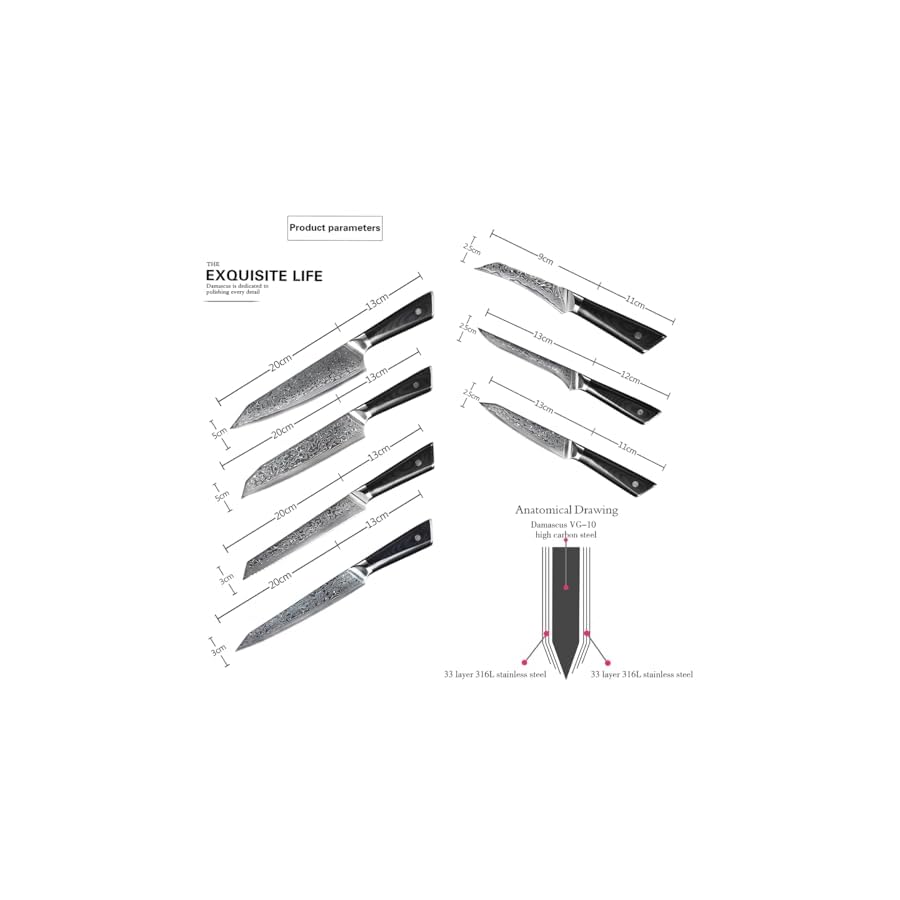 Damascus-Knife-ZILNEHZ-8PCS-Knife-Set-with-Block-Kitchen-Utensils-Set-Knife-Block-Set-German-Engineered-Knife-Informed-by-over-100-Years-of-Masterful-Knife-Making-Family-Gatherings-Daily-Household-Use Damascus Knife ZILNEHZ 8PCS Knife Set with Block Kitchen Utensils Set Knife Block Set German Engineered Knife Informed by over 100 Years of Masterful Knife Making Family Gatherings Daily Household Use
