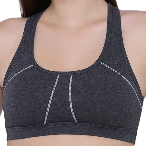 Image of Laavian Women's Cotton & Spandex Padded with Removable Pads Non-Wired Racerback Bra