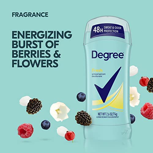 Image of Degree Antiperspirant Deodorant Fresh Energy Pack of 6 48-Hour Sweat and Odor Protection Antiperspirant For Women 2.6 oz