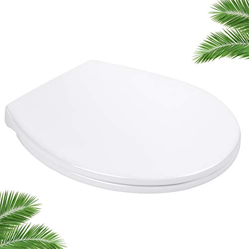 Tapa de WC, DBTS07BJ Aisento de Inodoro Antideslizantes en Forma de O, Tapa WC Blanco con Caída Lenta y Silenciosa, Tapa para Inodoro con Instalación y Desmontaje Fácil