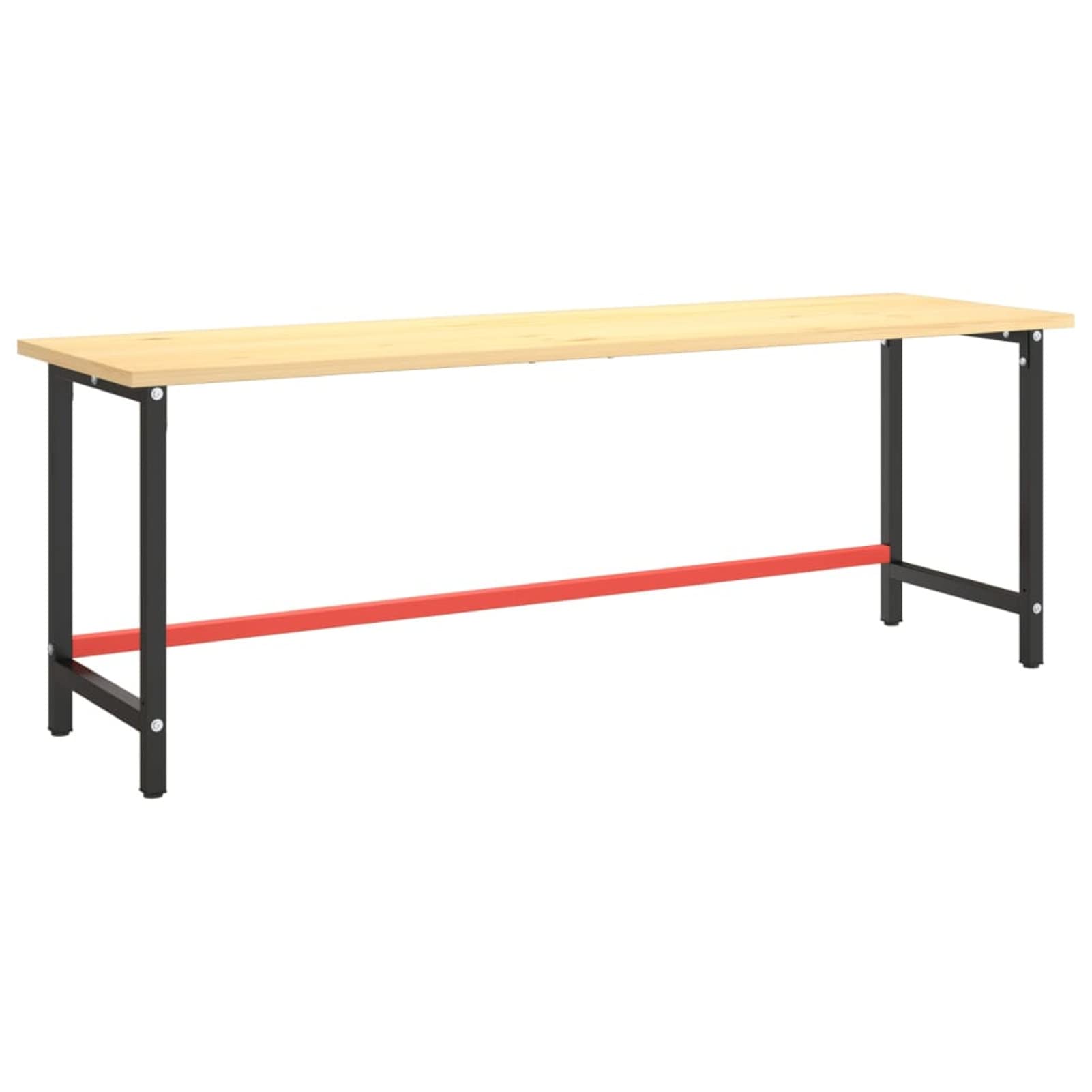 Tidyard Estructura Banco de Trabajo Metal Soporte de Mesa Taller Herramientas Moderno Base de Banco de Trabajo Negro y Rojo Mate 220x57x79cm