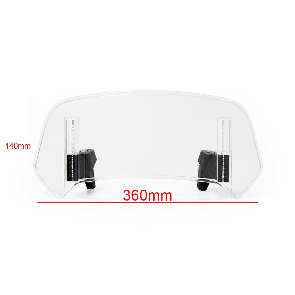 Deflettore Parabrezza Moto Spoiler Parabrezza per Moto per Suzuki Birdie 50, Deflettore Antivento per Parabrezza Deflettore d'Aria per Moto,L Transparent