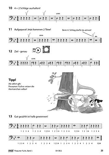 Starterset: Posaunen Fuchs Band 1 und Band 2 - Die geniale und spaßige Posaunenschule + Pflegetuch aus Mikrofaser