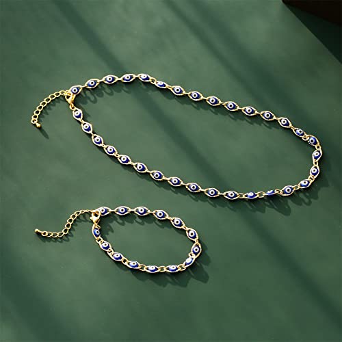 Cmoonry Evil Eye Choker Necklace For Women 15.7”+2” Long 18K Gold Plated Evil Eye Protection Jewelry Unisex #TOP3