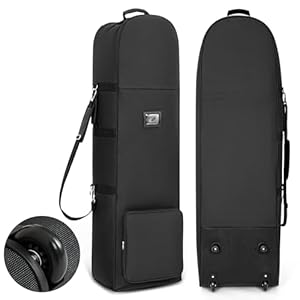 Soft-Sided Golf Travel Bag with Fixed Buckles, 1200D Heavy Duty Polyester Oxford Wear-Resistant, Foldable & Portable Golf Travel Case for Airlines with Wheels