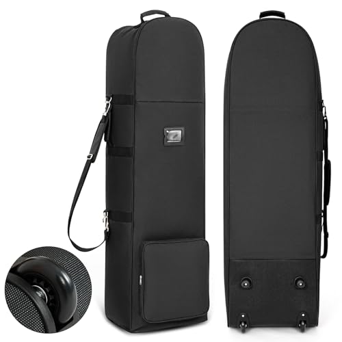 Soft-Sided Golf Travel Bag with Fixed Buckles, 1200D Heavy Duty Polyester Oxford Wear-Resistant, Foldable & Portable Golf Travel Case for Airlines with Wheels