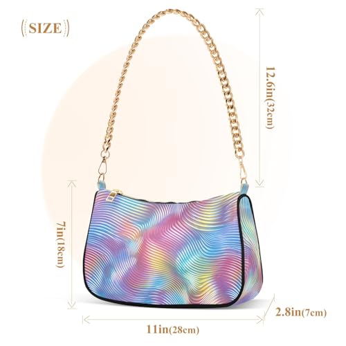 Clutch Shoulder Bags Tote Evening Purse Handbags for Women Tie Dye Stripes Rainbow Pattern Hobo Bags with Zipper Closure3