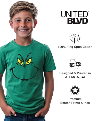 United BLVD Camiseta de Natal Grinch para Férias Juvenis Gola Redonda Manga Curta Gráfica Engraçada
