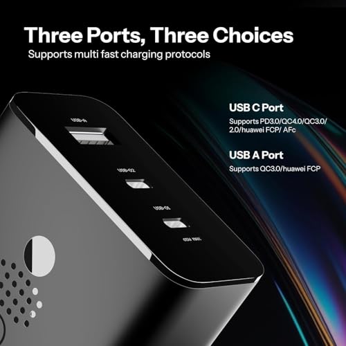 Image of CMF Original 65W Gan Trio Charger Adapter | 3 Port USB Type C to A Fast Wall Charging Adaptor Compatible with CMF Phone 1 /Nothing Phone 2a Plus /2A /Phone 2 /Samsung Galaxy S24 Ultra (Black)