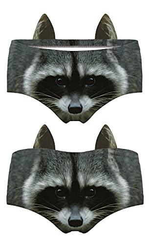 Image of JINKAIJIA Women's Flirty Sexy Funny Naughty 3D Printed Animal Tail Underwears Briefs Gifts With Cute Ears