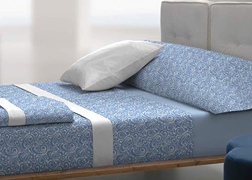 TOLRA Juego DE SÁBANAS TÉRMICAS Azul Cama 135 cm TC509 CORALINA