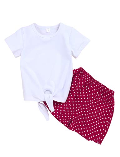 Toddler Baby Girl Summer Clothes Ruffle Short Sleeve Tops + Floral Shorts Cute Baby Girl 2PC Shorts Outfits(18-24M)