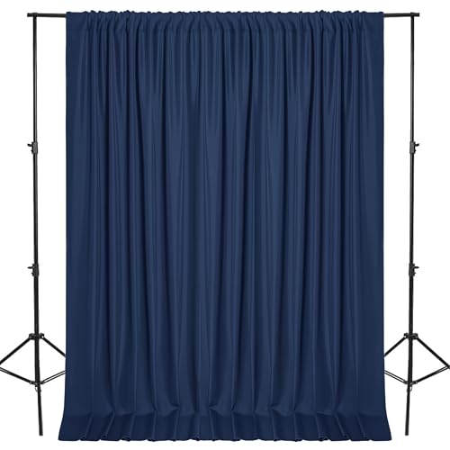 DWCN Backdrop Curtains for Parties Background Curtains Photography Backdrop Drapes with Rod Pockets for Wedding Decorations Stage Birthday Family Gatherings 2 Panels 5ft x 10ft Navy Blue