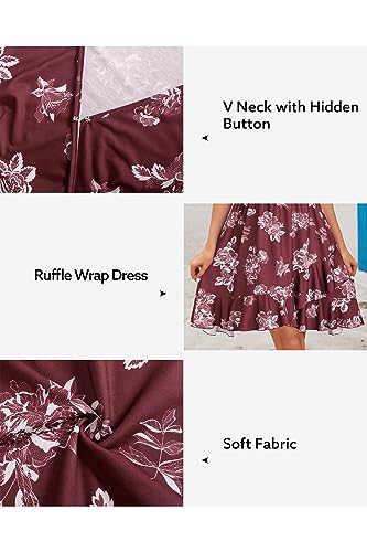 Image of ULTRANICE Womens Summer Dresses Floral V Neck Ruffled Hem Spaghetti Spring Casual Beach Outfits Flowy Wrap Sun Dress