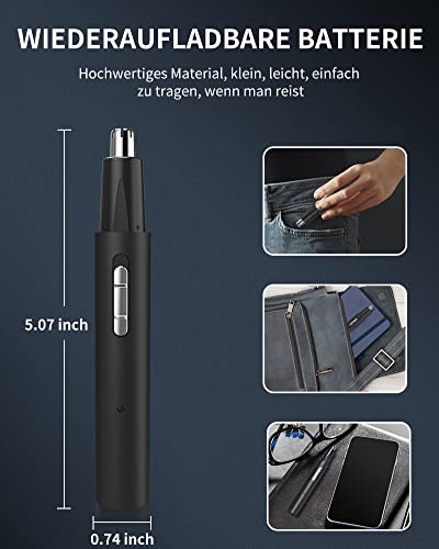 Nasenhaartrimmer Nasenhaarschneider Ohrhaarschneider,2 in 1 Professioneller Nasentrimmer - Schmerzfreier Herren und Frauen Nasenhaarentferner, Mit USB-Ladefunktion,IPX7 Wasserdichte Doppelklingen - Image 7