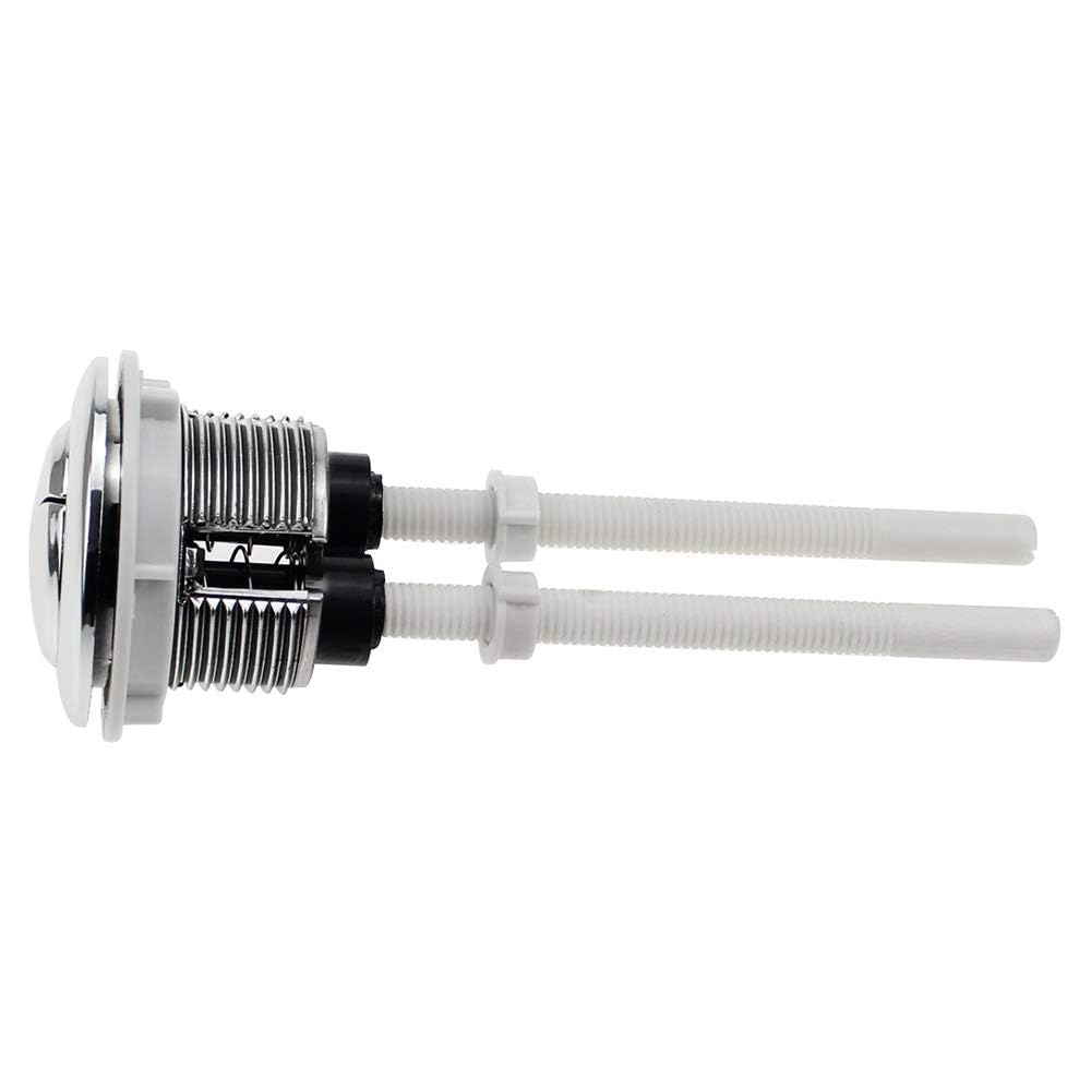 2 Pulsanti Doppio Scarico WC Con Filetto 48 Mm - In ABS Cromato, Ricambio Universale Per Cassetta - 2