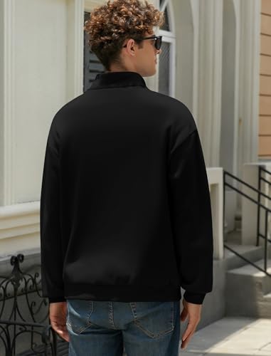 ZAFUL Men's Letters Embroidered Raglan Sleeve Quarter Zip Fleece