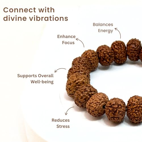 Image of Certified 7 Mukhi Nepali MahaLakshmi Siddh Rudraksha Bracelet for Men & Women | Brings Positive Energy ,Wealth & Success | Spiritual Healing Stretchable Divine Astrology Bracelet | AAA Grade Hand Picked 15 mm Rudraksha Beads - No Artificial Colors | Shani Dosha Remedy
