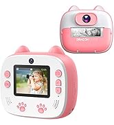 Dragon Touch Instant Camera For Kids, 2 inch 1080P Digital Print Camera with 5 Rolls Print Paper,...
