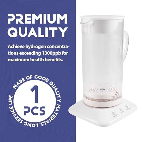 Pichet d'eau riche en hydrogène 1100 ml avec système d'électrolyse USB