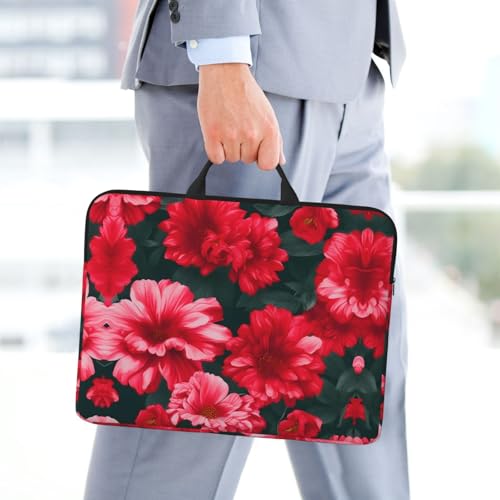 Funda para laptop 14in flores rosas con asa y bolsillo miniatura 2