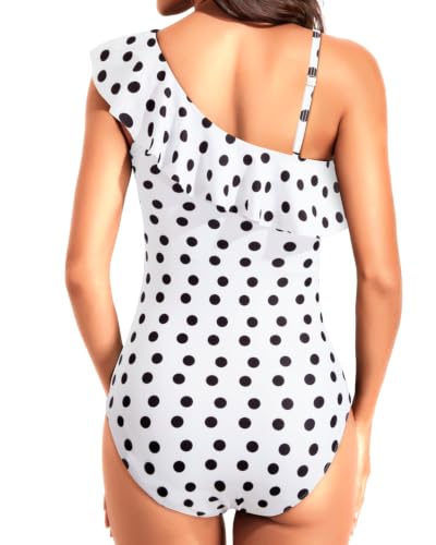 Image of Tempt Me Women One Piece Swimsuits Tummy Control One Shoulder Bathing Suits