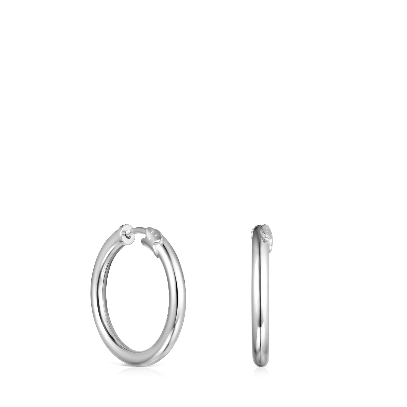 TOUS Pendientes de Aro de Plata de Primera Ley para Mujer con Cierre Criollo de 25 mm de Diámetro, Clásico y Elegante, Colección Basics