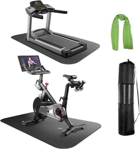 Treadmill Mat Exercise Bike Mat Exercise Equipment Walking Pad Mat Heavy-Duty Protective Floor Mat for Under Stationary Bike Spin Bike Fitness Equipment (120 x 60 cm + Storage Bag)