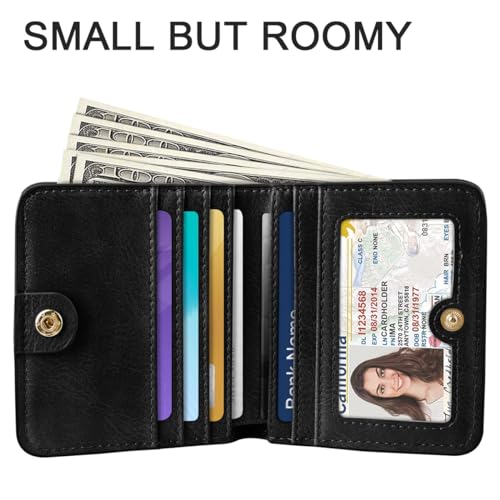 Image of Small Womens Wallet Thin Credit Card Holder Pocket Mini Purse | Compact Women Slim RFID Blocking Wallets Bifold Ladies Pocket Card Holders for Travel & Daily Use, Cow Print