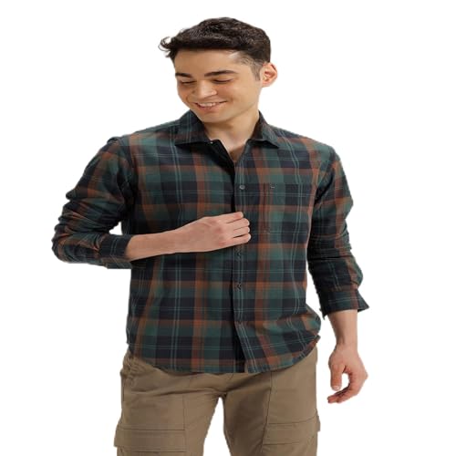 Image of BASICS 100% Cotton Checked Shirt for Men | Slim Fit | Everyday Smart Casual Wear | Full Sleeve