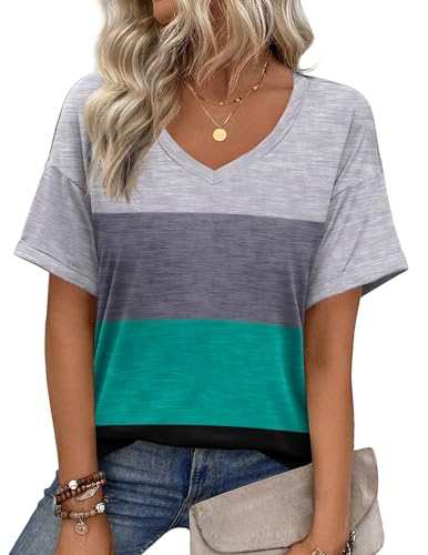Zeagoo Tops for Women Summer Outfits Casual Short Sleeve V Neck T Shirts