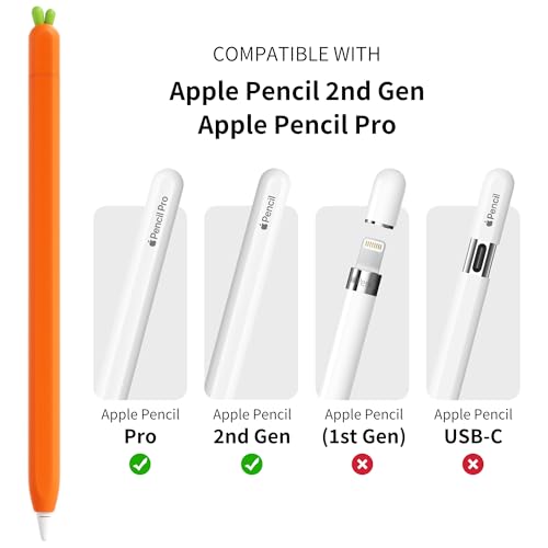 Image of ELETIUO Carrot Silicone Skin Cover Compatible with Apple Pencil 2nd Generation, Protective Cover Accessories Compatible with iPad Pro 11 12.9 inch