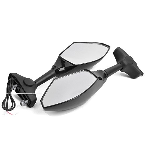 Motorcycle Rearview Side Mirrors with Turn Signals Indicator Led for Sport Bike Honda Suzuki - Thumbnail 3