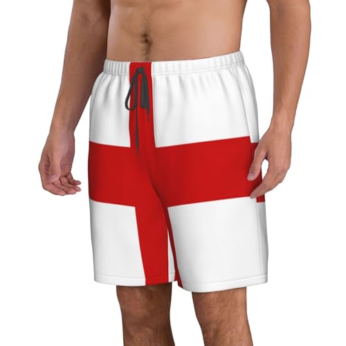 England Flag Men's Beach Pants-Quick-Dry & Comfortable Mens Beach Shorts for Men, Perfect for Surfing and Everyday Wear White2