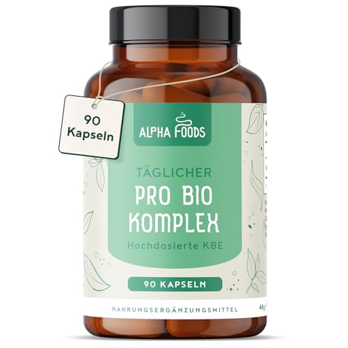 Kulturen Komplex | mit 6 Mrd KBE | 5 Bakterienstämme und Fructooligosaccharide | 90 Kapseln | Bakterienkulturen mit Lactobacillus & Bifidobacterium | Verdauungshilfe für den Darm | Vegan | Alpha Foods