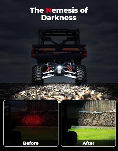 KEMIMOTO Backup Light Compatible with Ranger XP 1000, 27W Reverse Light Rear LED Kit Easy to Install Compatible with 2018-2025 Polaris Ranger 1000 XP/Crew, 5.3×4.5 Inches