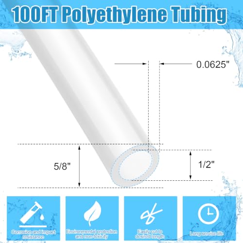 Image of Nuanchu 100ft Polyethylene Tubing, 5 /8 inch Od, 1 /2 inch ID, 0.062 inch Wall, Transpare