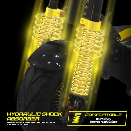 Image of Electric Scooter Adults 10000W Dual Motor, 13 inch Off-Road Tires 68MPH 95-Miles Range 72V /40Ah Battery Foldable Hydraulic Brakes LCD Large Screen for Commuting /Night Riding E-Scooter M8-D Yello