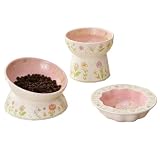 Adorable 3-Piece Pet Bowl Set Designed for Snowshoe Cats, Made of Ceramic, Includes Water Bowl, Tilted Food Bowl, and Shallow Dish B