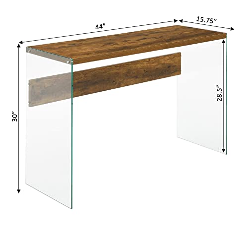 Soho Glass Console Table/Desk, Barnwood/Glass #TOP2