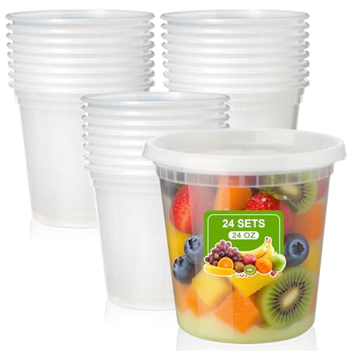 Cozary Vorratsdosen mit Deckel Luftdicht 24 Sets,Frischhaltedosen mit Deckel 24pcs 24Oz BPA-Frei, Spülmaschinen- und Mikrowellengeeignet