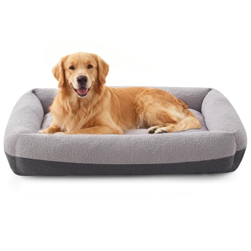 Pawk Panier pour Chien Grande Taille, XXL Lit Chien Dehoussable Lavable, Coussin Antidérapant Doux Anti-Anxiété, 106x76x20cm