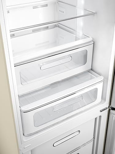 Smeg FAB32 Retro Refrigerator 50s Style Fridge with Bottom Freezer, No-Frost, LED Display & Lighting, LifePlus Zone, Multi-Airflow 12.2 cu ft Cream - Made in Italy
