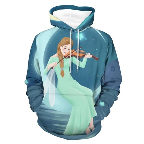 Sweat à capuche manche longue UMENG hoodie imprimé espace taille S pour adulte