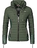MATERIAL: Weiches, wasserabweisendes Obermaterial, schicke Kunstlederaufsätze an Ärmelenden und seitlich an der Damen Jacke, samtiges Innenfutter