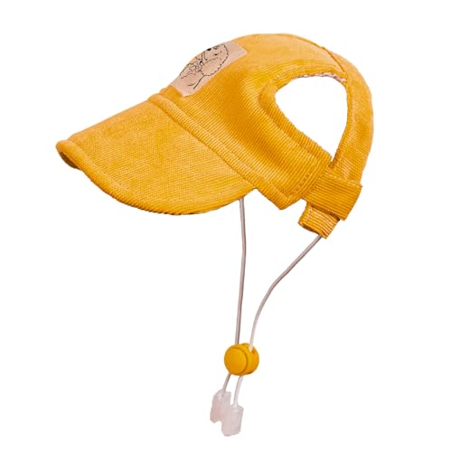 Pet Dog Baseball Cap, Cat Hat, Cat Dog Sun Cap with Ear Holes, Adjustable Puppy Outdoor Sun Hat (Yellow, Large)
