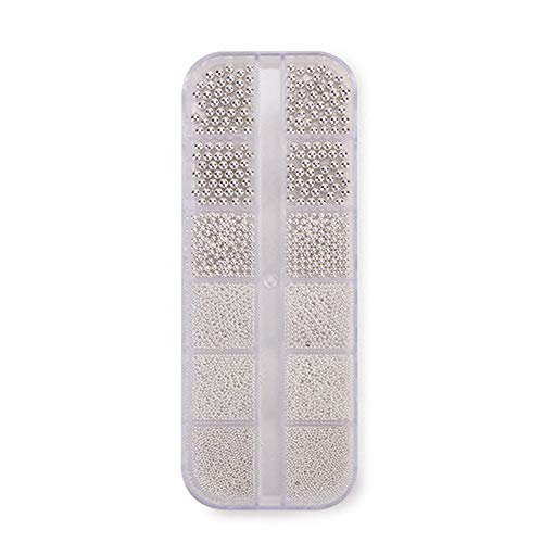 0.8mm Caviar Beads for Nails 6Sizes Mini Small Stainless Steel Beads Nails Art Decorations Gun Grey Rose Gold Caviar Nail Beads DIY Tool Nail Studs Accessories Gold Charms for Nails (Silver)